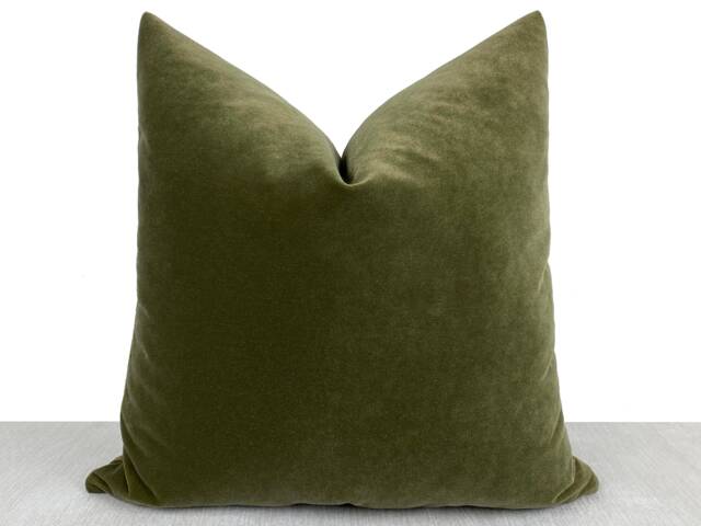 Olive Green Velvet Pillow Cover Soft Throw - image 1
