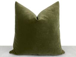 Olive Green Velvet Pillow Cover Soft Throw - thumbnail 1