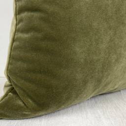 Olive Green Velvet Pillow Cover Soft Throw - thumbnail 3