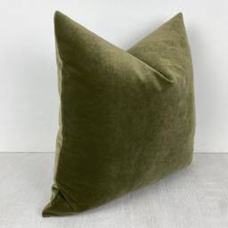 Olive Green Velvet Pillow Cover Soft Throw - thumbnail 2