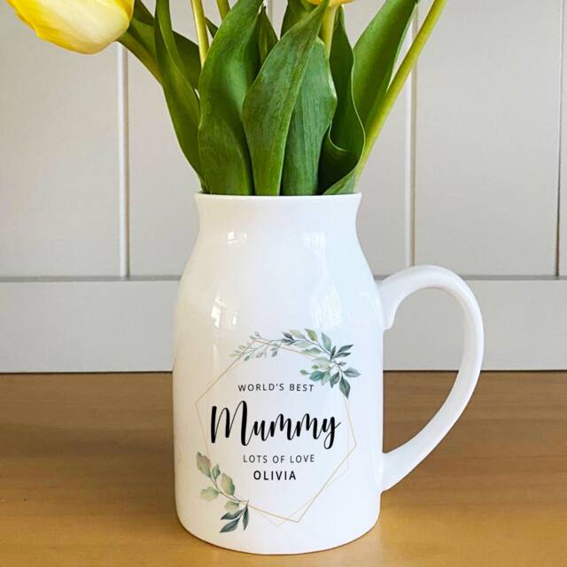 Personalised Small Milk Jug Bud Vase, Gift For Her , Mummy, Nanny, Aunty, Grandma, Thank You Gift - image 1
