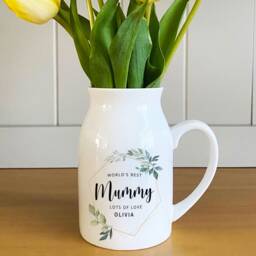 Personalised Small Milk Jug Bud Vase, Gift For Her , Mummy, Nanny, Aunty, Grandma, Thank You Gift - thumbnail 1