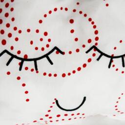 Cloud Cushion Soft Toy Decorative Pillow Cream Cotton Printed Arabesques Small Red Polka Dots Embroidered Serene Face Too Cute Handmade Black Thread - thumbnail 2