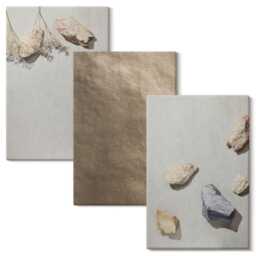 3 Piece Canvas Set - Beach Stones Natural Structures, Brown Photo Print, Textures Wall Decor - thumbnail 2