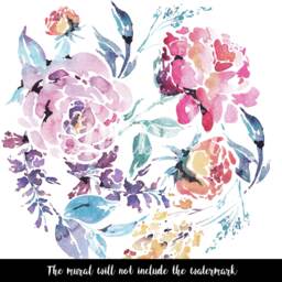 Watercolor Floral Of Red Roses Wall Mural, Colorful Wallpaper, Repositionable, Decal, Removable Wallpaper, Adhesive, Nature, Mural #18 - thumbnail 3