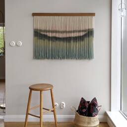 Dip Dye Fiber Art, Large Boho Wall Hanging, Contemporary Hand Dyed Tapestry, Yarn Decor, Neutral Home Decoration - thumbnail 3