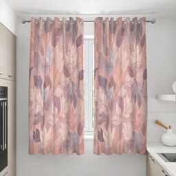 Dusty Pink Leaf Curtains, Soft Botanical Drapes, Custom Window Panels For Bedroom Or Living Room Modern Nature Decor - thumbnail 3