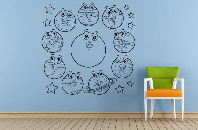 Space Solar System Planets Stars Earth Sun Moon Mars Venus Mercury Neptune Jupiter Wall Room Vinyl Mural Art Decor Decal Sticker L1650 - image 1