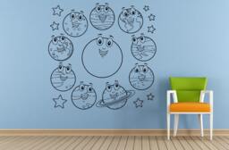Space Solar System Planets Stars Earth Sun Moon Mars Venus Mercury Neptune Jupiter Wall Room Vinyl Mural Art Decor Decal Sticker L1650 - thumbnail 1