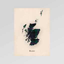 Clan Baird Scottish Tartan Map - Of Scotland Family Wall Decor, Ready To Hang - thumbnail 2