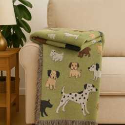 Dog Breeds Woven Blanket - Green Sofa Throw, Lover Gift - thumbnail 2