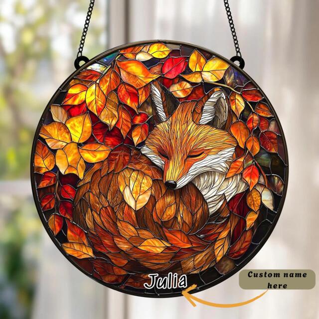 Fox Suncatcher, Personalized Acrylic Window Hanging, Fall Decor - image 1