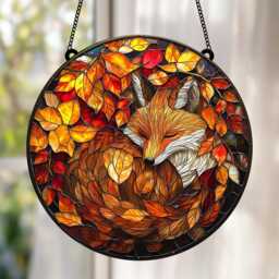 Fox Suncatcher, Personalized Acrylic Window Hanging, Fall Decor - thumbnail 2