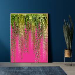 Hot Pink Tropical Hanging Botanical Wall Art - Vibrant Maximalist Jungle Vine Print - thumbnail 2