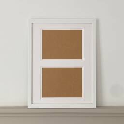 White Large 16x12 Frame With Mount, Custom Cut Picture Layout Two Apertures, Framed Wall Hanging Home Work Office Nursery Photo - thumbnail 1