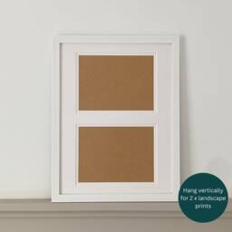 White Large 16x12 Frame With Mount, Custom Cut Picture Layout Two Apertures, Framed Wall Hanging Home Work Office Nursery Photo - thumbnail 2