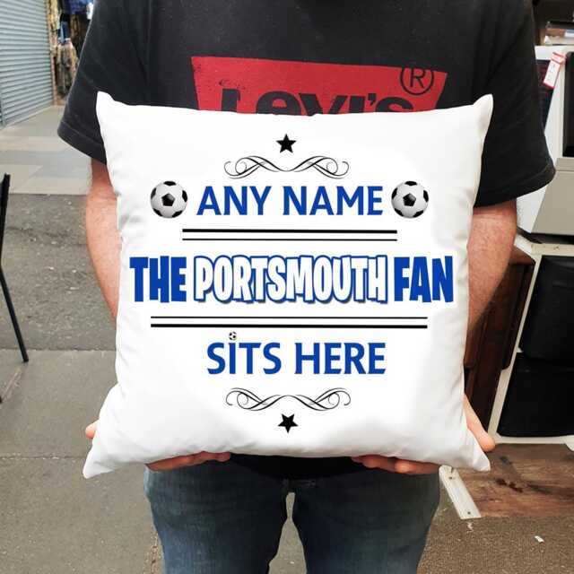 Personalised Portsmouth Fc Cushion. With Any Name. Football Fan Cushion Pompy - image 1
