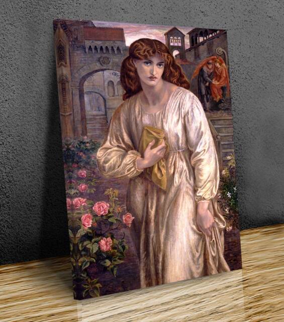 Salutation Of Beatrice Dante Gabriel Rossetti Wall Art, Hangings , Home D??cor, Mounted Canvas Print Ready To Hang - image 1