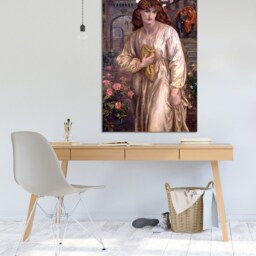 Salutation Of Beatrice Dante Gabriel Rossetti Wall Art, Hangings , Home D??cor, Mounted Canvas Print Ready To Hang - thumbnail 2