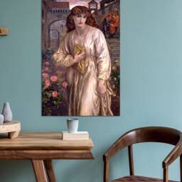 Salutation Of Beatrice Dante Gabriel Rossetti Wall Art, Hangings , Home D??cor, Mounted Canvas Print Ready To Hang - thumbnail 3