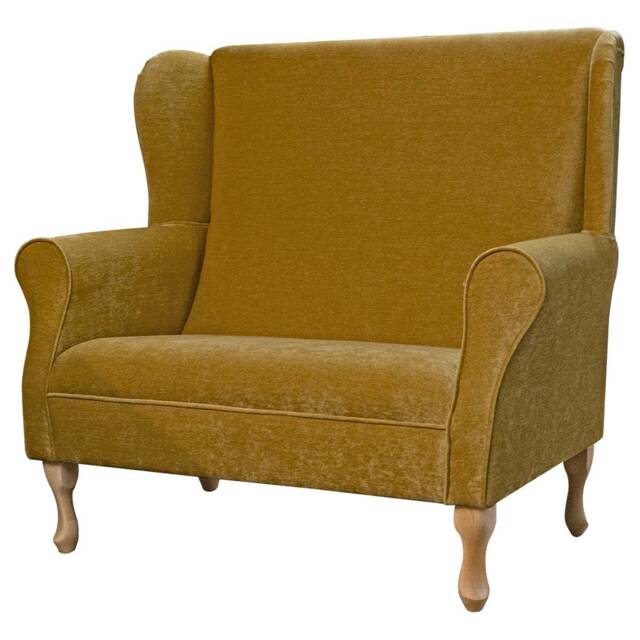 2 Seater Modern Wingback Armchair Yellow Sofa Handmade - Pimlico Fabric British Bespoke Made - image 1