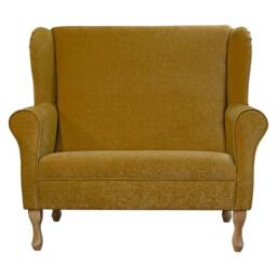 2 Seater Modern Wingback Armchair Yellow Sofa Handmade - Pimlico Fabric British Bespoke Made - thumbnail 2