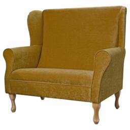 2 Seater Modern Wingback Armchair Yellow Sofa Handmade - Pimlico Fabric British Bespoke Made - thumbnail 1