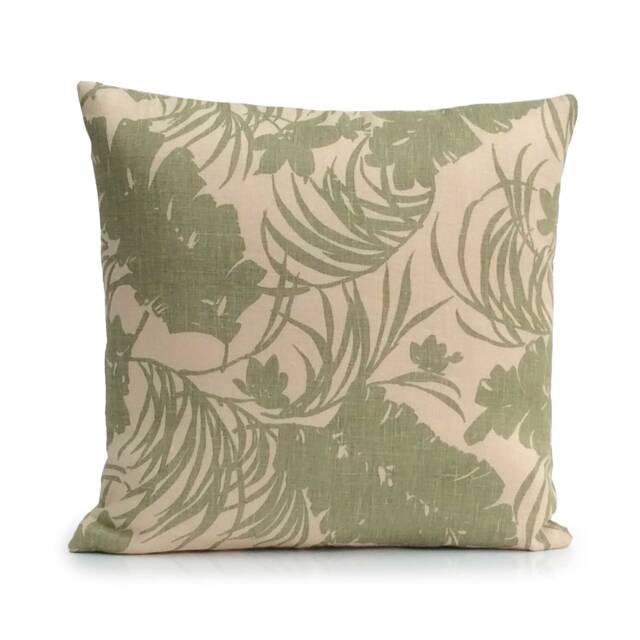 Beige Pillow, Throw Pillow Cover, Decorative Cushion Pillowcase, Accent Toss Linen, Light Green Floral - image 1
