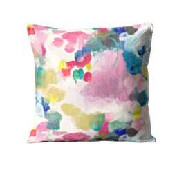 Bluebellgray Seafield, Teal Blue, Cerise Pink & Lilac Linen Blend Cushion Cover, Throw Pillow Home Decor