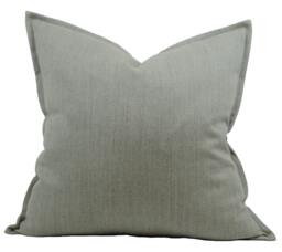 Dove Gray Wool Pillow Cover With Self-Flanged Detail - thumbnail 1