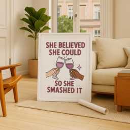 Feminist Art Print Retro Pink Wine Cheers, Empowerment Poster - thumbnail 2