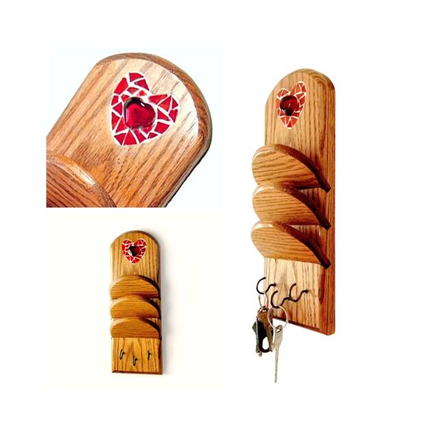 Sale Heart Mosaic Key Hook Rack, Letter Sorter Leash Holder, W/Hooks, Mail - image 1
