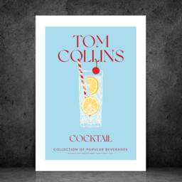 Tom Collins Cocktail Art Print Poster - Party Signature Drink Sign Trendy Wall Decor Minimalist Elegant Retro Gift A5 A4 A3 - thumbnail 3