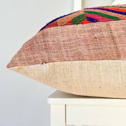Vintage Embroidered Silk Textile Ethnic Piece Of Tradition Costume Pillow Cover - thumbnail 4