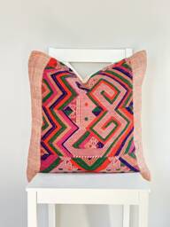 Vintage Embroidered Silk Textile Ethnic Piece Of Tradition Costume Pillow Cover