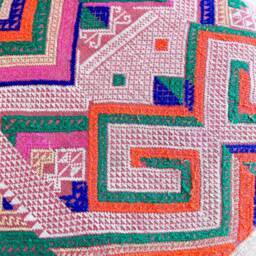 Vintage Embroidered Silk Textile Ethnic Piece Of Tradition Costume Pillow Cover - thumbnail 3