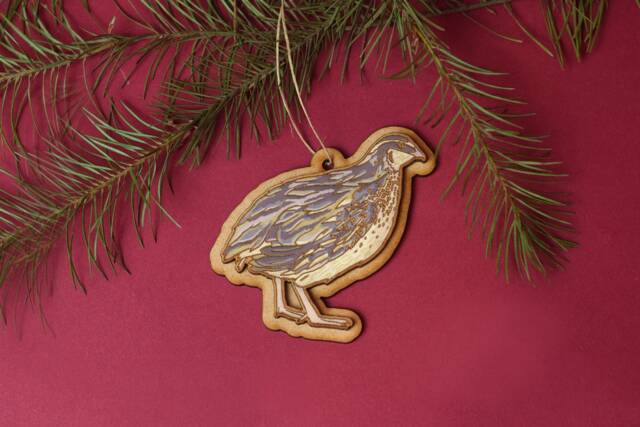 Hand Painted Quail Christmas Ornament, Gift, Coturnix Quail Decor, Farm Ornament, Homestead Homestead - image 1