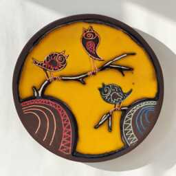 Handmade Ceramic Wall Plate, Bird Art Pottery, Small Decor, Nature Inspired Hanging Rustic Home Accent - thumbnail 1