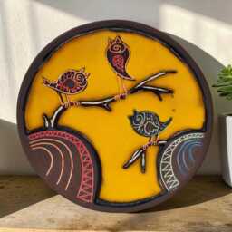 Handmade Ceramic Wall Plate, Bird Art Pottery, Small Decor, Nature Inspired Hanging Rustic Home Accent - thumbnail 2