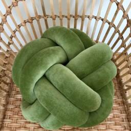 Olive Green Knot Cushion, Scandinavian Minimalist Design Reversible Pillow 2In1 - thumbnail 3