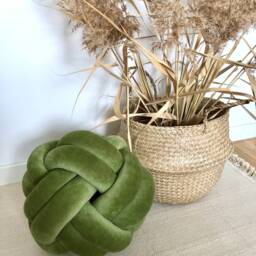 Olive Green Knot Cushion, Scandinavian Minimalist Design Reversible Pillow 2In1 - thumbnail 2