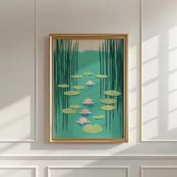 Water Lily Pond Poster, Botanical Wall Art, Nature Print - thumbnail 3