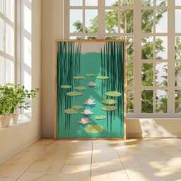 Water Lily Pond Poster, Botanical Wall Art, Nature Print - thumbnail 4