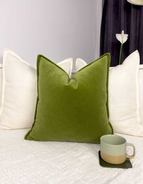 Cotton Velvet Moss Green Cushion Cover Decorative Throw Pillow - All Sizes - image 1