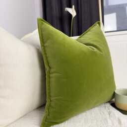 Cotton Velvet Moss Green Cushion Cover Decorative Throw Pillow - All Sizes - thumbnail 2
