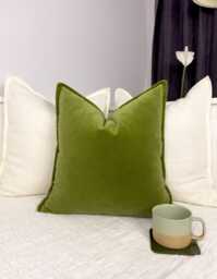 Cotton Velvet Moss Green Cushion Cover Decorative Throw Pillow - All Sizes - thumbnail 1