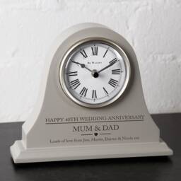 40Th Wedding Anniversary Couple Gift Personalised Engraved Grey Mantel Clock Traditional Ruby Gifts Nan Grandad Mum Dad Etc - thumbnail 3