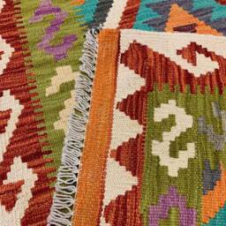 Tribal Kilim Runner, Handmade Artisan Afghan Turkish Aztec Sheep Wool Runner Rug 200x74 cm - thumbnail 3
