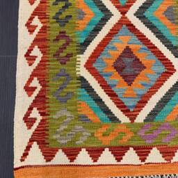 Tribal Kilim Runner, Handmade Artisan Afghan Turkish Aztec Sheep Wool Runner Rug 200x74 cm - thumbnail 2