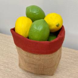 Rust Burlap Plant Pot Cover - Reversible Jute Basket, Australian Made - thumbnail 3